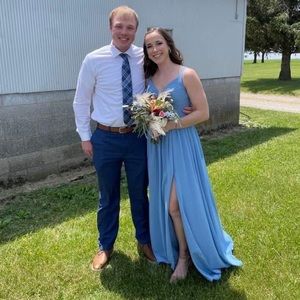 Size A8 Steel Blue Azazie Chanel Bridesmaid Dress